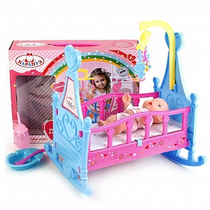 Пупс Карапуз, 16 см в кроватке, с аксессуарами (Карапуз, B138648-RU (36)sim)